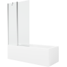 Mexen Cubik cadă dreptunghiulară 160 x 70 cm cu panou și paravan cu 1 canat 100 cm, transparent, crom - 550316070X9410110100