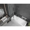 Mexen Cubik cadă dreptunghiulară 160 x 70 cm cu panou și paravan cu 1 canat 100 cm, transparent, crom - 550316070X9410110100