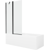 Mexen Cubik téglalap alakú kád, 160 x 70 cm, burkolattal és 1-szárnyú paravánnal 100 cm, átlátszó, fekete - 550316070X9410117000