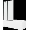 Mexen Cubik cadă dreptunghiulară de 160 x 70 cm cu panouri si paravan cu 1 aripă 100 cm, Model negru - 550316070X9410117070