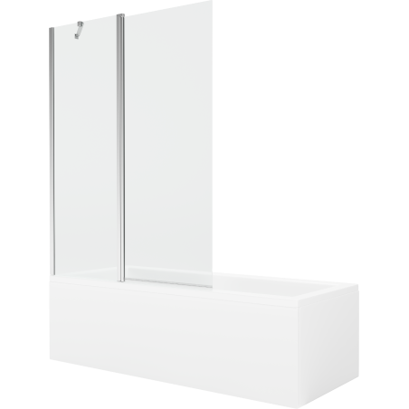 Mexen Cubik 160 x 70 cm téglalap alakú kád burkolattal és 1 szárnyas kádparavánnal 120 cm, Átlátszó, Króm - 550316070X9412110100
