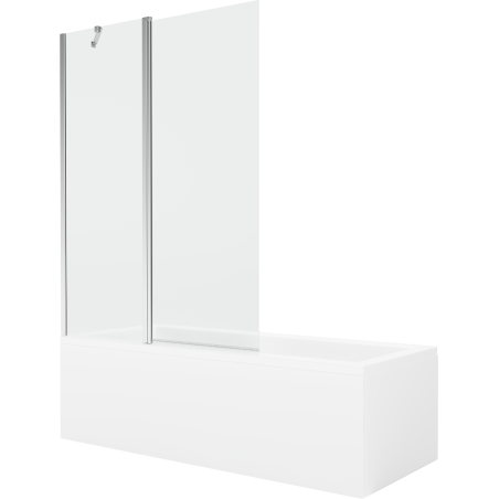 Mexen Cubik cadă dreptunghiulară 160 x 70 cm cu panou și paravan cu 1 aripă 120 cm, transparent, crom - 550316070X9412110100