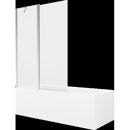 Mexen Cubik cadă dreptunghiulară de 160 x 70 cm cu panouri si paravan cu 1 aripă 120 cm, transparent, crom - 550316070X941211010