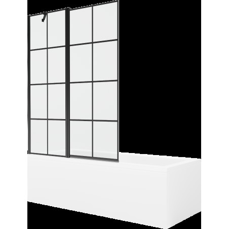 Mexen Cubik cadă dreptunghiulară de 160 x 70 cm cu panouri si paravan cu 1 aripă 120 cm, Model negru - 550316070X9412117077