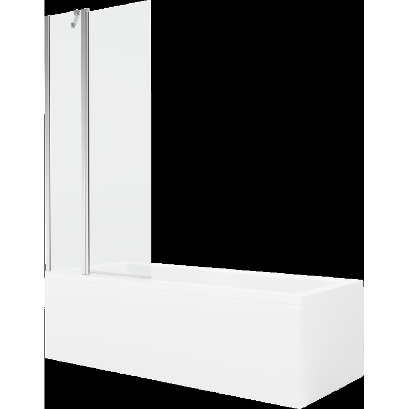 Mexen Cubik cadă dreptunghiulară de 170 x 70 cm cu panouri si paravan cu 1 aripă 80 cm, transparent, crom - 550317070X9408110100