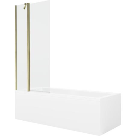 Mexen Cubik cadă dreptunghiulară 170 x 70 cm cu carcasă și paravan cu 1 canat 80 cm, transparent, auriu - 550317070X9408115000