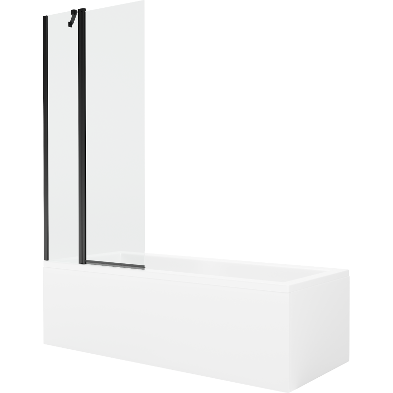 Mexen Cubik cadă dreptunghiulară 170 x 70 cm cu panou și paravan cu 1 aripă 80 cm, transparent, negru - 550317070X9408117000