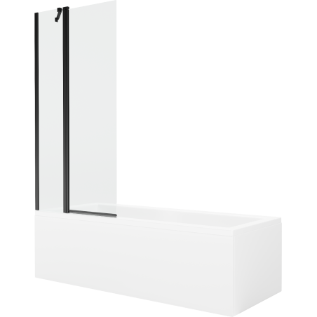 Mexen Cubik cadă dreptunghiulară 170 x 70 cm cu panou și paravan cu 1 aripă 80 cm, transparent, negru - 550317070X9408117000