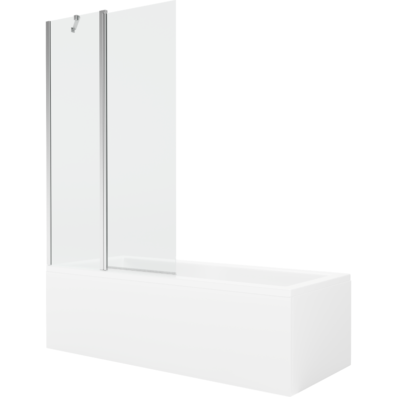 Mexen Cubik cadă dreptunghiulară 170 x 70 cm cu panou și paravan cu 1 aripă 100 cm, transparent, crom - 550317070X9410110100