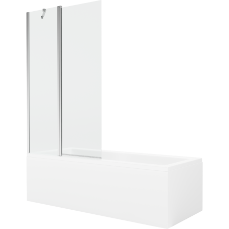 Mexen Cubik cadă dreptunghiulară 170 x 70 cm cu panou și paravan cu 1 aripă 100 cm, transparent, crom - 550317070X9410110100