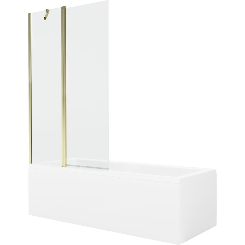 Mexen Cubik cadă dreptunghiulară 170 x 70 cm cu mascare și paravan 1-canat 100 cm, transparent, auriu - 550317070X9410115000