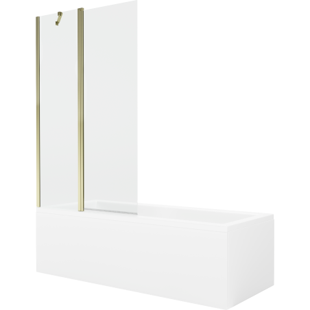 Mexen Cubik cadă dreptunghiulară 170 x 70 cm cu mascare și paravan 1-canat 100 cm, transparent, auriu - 550317070X9410115000