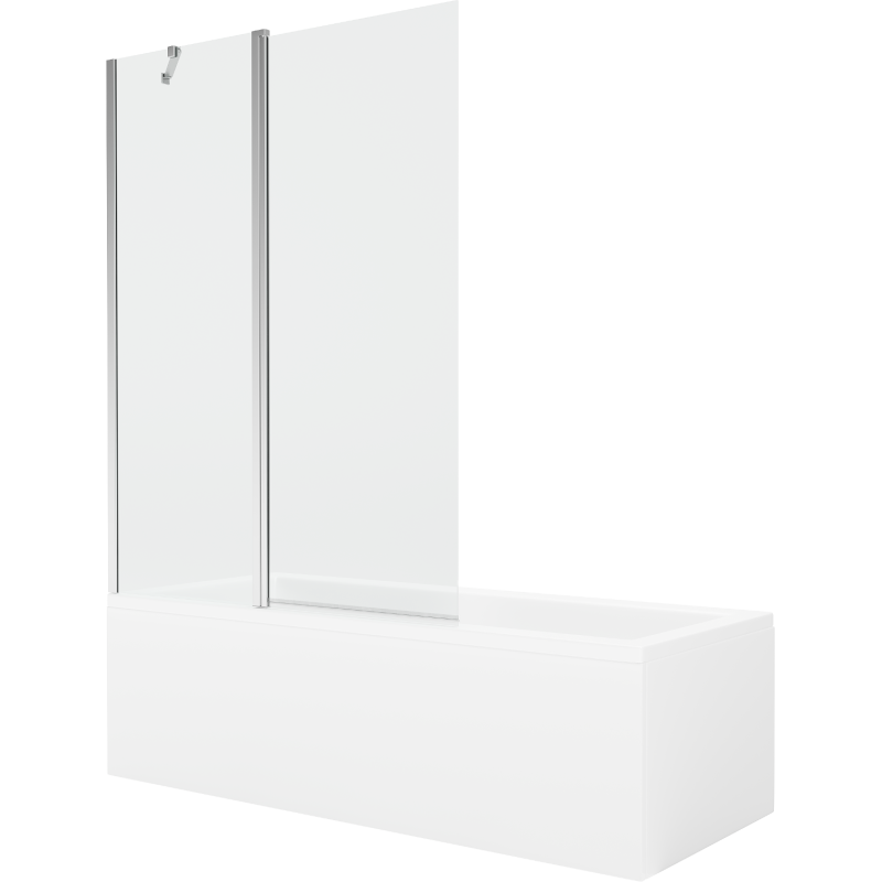 Mexen Cubik cadă dreptunghiulară 170 x 70 cm cu panou și paravan cu 1 canat 120 cm, transparent, crom - 550317070X9412110100
