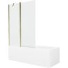 Mexen Cubik cadă dreptunghiulară 170 x 70 cm cu panou și paravan cu 1 panou de 120 cm, transparent, auriu - 550317070X9412115000