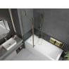 Mexen Cubik cadă dreptunghiulară 170 x 70 cm cu panou și paravan cu 1 panou de 120 cm, transparent, auriu - 550317070X9412115000