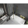 Mexen Cubik cadă dreptunghiulară 170 x 70 cm cu panou și paravan cu 1 panou de 120 cm, transparent, auriu - 550317070X9412115000