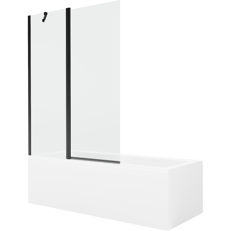 Cada Mexen Cubik dreptunghiulară 170 x 70 cm cu panou și paravan cu 1 aripă 120 cm, transparent, negru - 550317070X9412117000