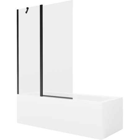 Cada Mexen Cubik dreptunghiulară 170 x 70 cm cu panou și paravan cu 1 aripă 120 cm, transparent, negru - 550317070X9412117000