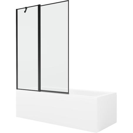 Mexen Cubik cadă dreptunghiulară de 170 x 70 cm cu panouri si paravan cu 1 aripă 120 cm, Model negru - 550317070X9412117070