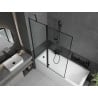 Mexen Cubik cadă dreptunghiulară de 170 x 70 cm cu panouri si paravan cu 1 aripă 120 cm, Model negru - 550317070X9412117070