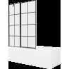 Mexen Cubik cadă dreptunghiulară de 170 x 70 cm cu panouri si paravan cu 1 aripă 120 cm, Model negru - 550317070X9412117077