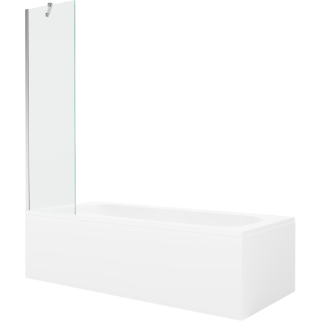 Mexen Vega 150 x 70 cm-es téglalap alakú kád burkolattal és 1-szárnyú paravánnal 50 cm, átlátszó, króm
