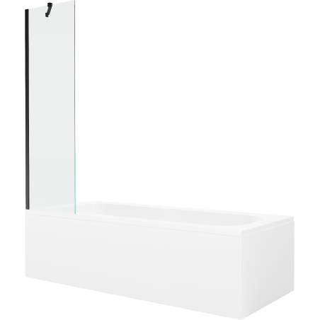 Cadă dreptunghiulară Mexen Vega 150 x 70 cm cu mască și paravan cu 1 canat 50 cm, transparent, negru - 550115070X9505000070