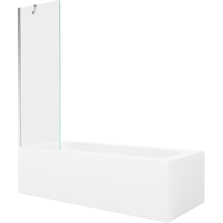 Mexen Vega cadă dreptunghiulară 150 x 70 cm cu carcasă și paravan cu 1 canat 60 cm, transparent, crom - 550115070X9506000001