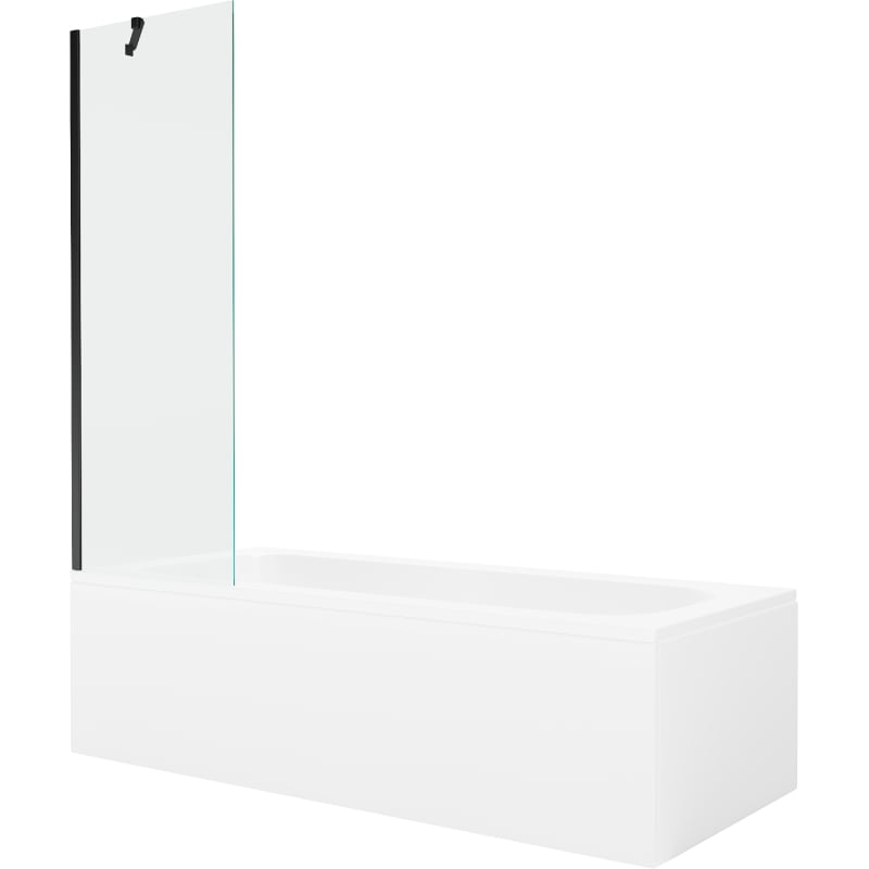 Mexen Vega téglalap alakú kád 150 x 70 cm burkolattal és 1-szárnyas paravánnal 60 cm, átlátszó, fekete