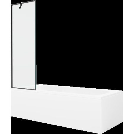 Mexen Vega cadă dreptunghiulară de 150 x 70 cm cu panouri si paravan cu 1 aripă 60 cm, Model negru - 550115070X9506007070