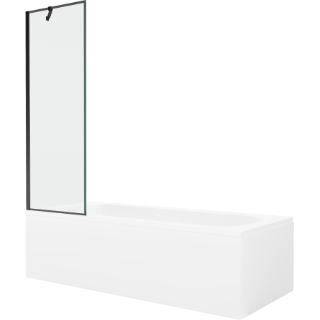 Mexen Vega téglalap alakú kád 150 x 70 cm burkolattal és 1-szárnyú paravánnal 60 cm, fekete mintás