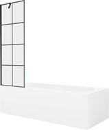 Mexen Vega téglalap alakú fürdőkád 150 x 70 cm burkolattal és 1-szárnyas paravánnal 60 cm, fekete mintával