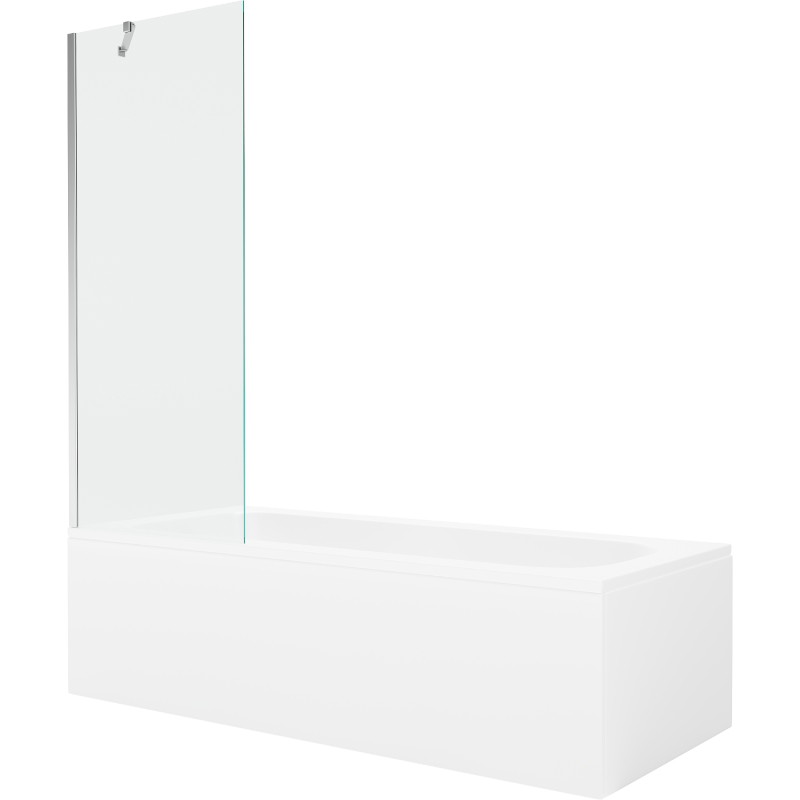 Mexen Vega téglalap alakú kád 150 x 70 cm burkolattal és 1-ajtós paravánnal 70 cm, átlátszó, króm