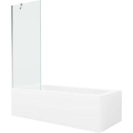 Mexen Vega téglalap alakú kád 150 x 70 cm burkolattal és 1-szárnyas paravánnal 70 cm, átlátszó, króm - 550115070X9507000001