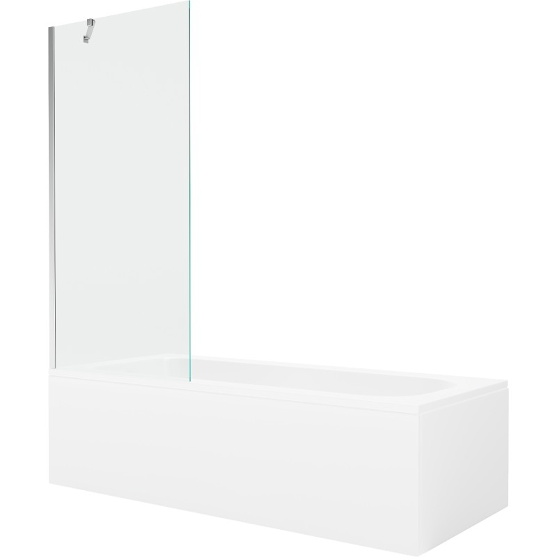 Mexen Vega 150 x 70 cm-es téglalap alakú kád burkolattal és 1-szárnyú paravánnal, 80 cm, átlátszó, króm