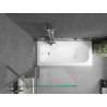 Mexen Vega cadă dreptunghiulară 150 x 70 cm cu mască și paravan cu 1 canat de 80 cm, transparent, crom