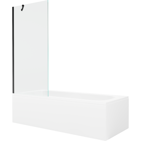 Mexen Vega 150 x 70 cm-es téglalap alakú kád burkolattal és 1-szárnyú 80 cm-es paravánnal, átlátszó, fekete