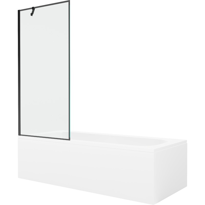 Mexen Vega téglalap alakú kád 150 x 70 cm burkolattal és 1-szárnyas paravánnal 80 cm, fekete mintázat