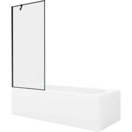 Mexen Vega cadă dreptunghiulară de 150 x 70 cm cu panouri si paravan cu 1 aripă 80 cm, Model negru - 550115070X9508007070