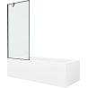 Mexen Vega cadă dreptunghiulară de 150 x 70 cm cu panouri si paravan cu 1 aripă 80 cm, Model negru - 550115070X9508007070