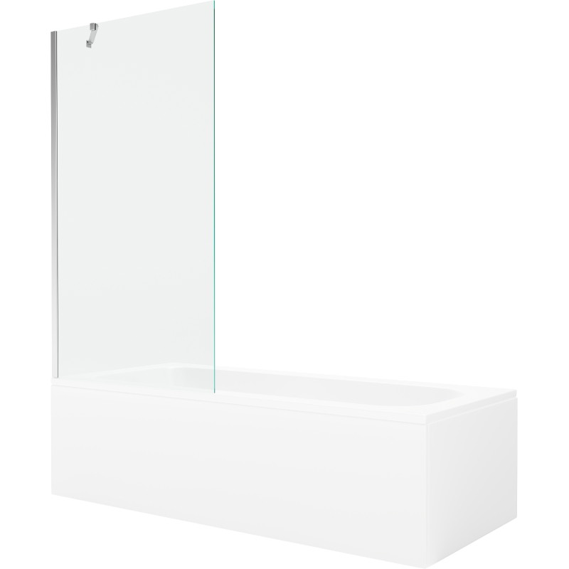Mexen Vega téglalap alakú kád 150 x 70 cm burkolattal és 1-szárnyú paravánnal 90 cm, átlátszó, króm