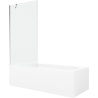 Mexen Vega cadă dreptunghiulară 150 x 70 cm cu carcasă și paravan cu un singur panou de 90 cm, transparent, crom
