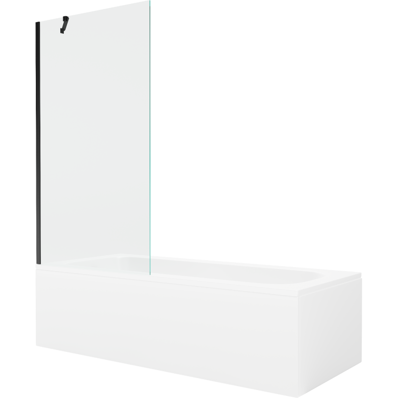 Mexen Vega cadă dreptunghiulară 150 x 70 cm cu carcasă și paravan cu 1 aripă 90 cm, transparent, negru