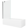 Mexen Vega cadă dreptunghiulară 150 x 70 cm cu masca și paravan cu 1 canat 90 cm, transparent, negru - 550115070X9509000070