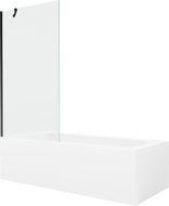 Mexen Vega cadă dreptunghiulară 150 x 70 cm cu carcasă și paravan cu 1 aripă 90 cm, transparent, negru