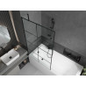 Mexen Vega cadă dreptunghiulară 150 x 70 cm cu carcasă și paravan cu 1 canat 100 cm, model negru - 550115070X9510007077