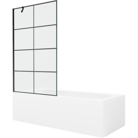 Mexen Vega cadă dreptunghiulară 150 x 70 cm cu carcasă și paravan cu 1 canat 100 cm, model negru - 550115070X9510007077