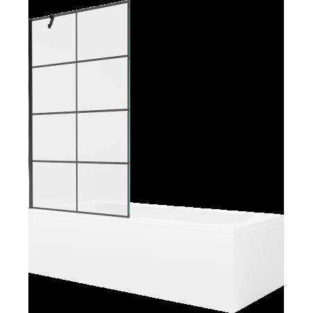 Mexen Vega cadă dreptunghiulară de 150 x 70 cm cu panouri si paravan cu 1 aripă 100 cm, Model negru - 550115070X9510007077