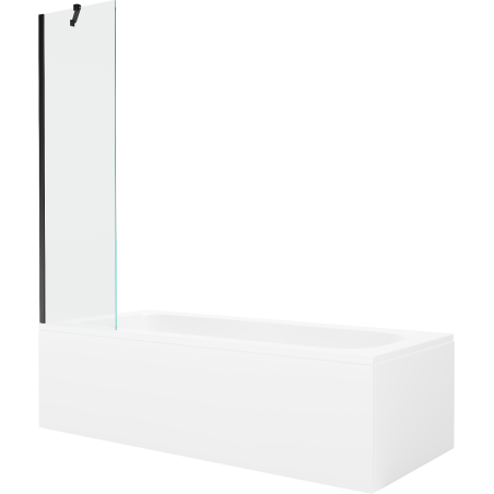 Mexen Vega cadă dreptunghiulară 160 x 70 cm cu mască și paravan cu 1 aripă, 50 cm, transparent, negru - 550116070X9505000070