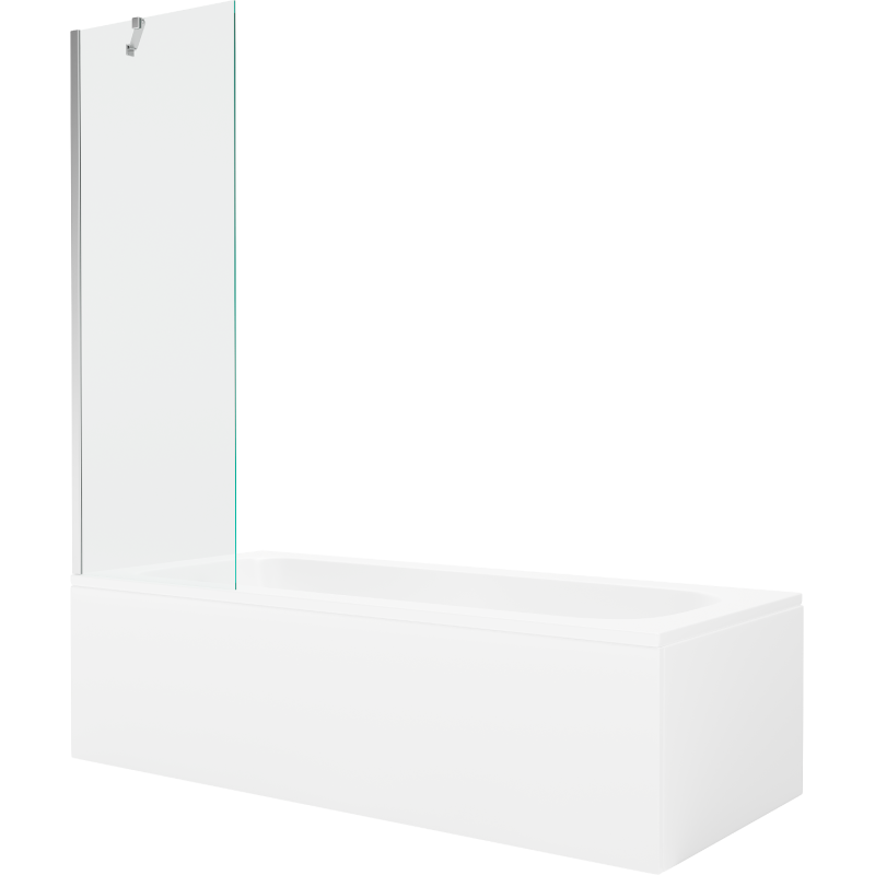 Mexen Vega cadă dreptunghiulară de 160 x 70 cm cu panouri si paravan cu 1 aripă 60 cm, transparent, crom - 550116070X9506000001